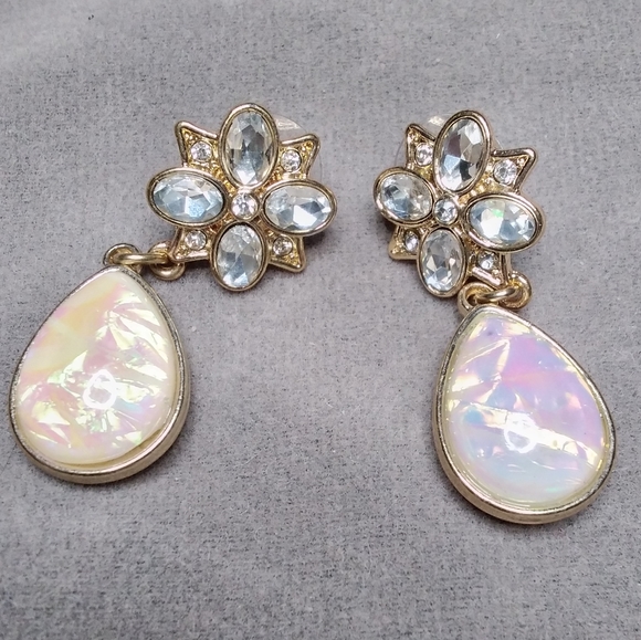 Gold opal hair comb teardrop earring jewelry set - Picture 9 of 12